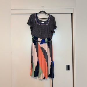 DR2 Patterned Tie-Waist Midi Dress XL